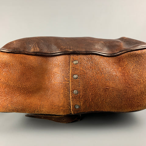 RRL by RALPH LAUREN Limited Edition Brown Distressed Reversed Leather Messenger Bag