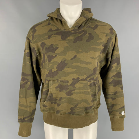 TODD SNYDER x CHAMPION Size M Olive & Brown Camo Cotton Hoodie Sweatshirt
