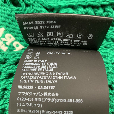 PRADA Size 4 Green Cotton Crochet Cropped Casual Top