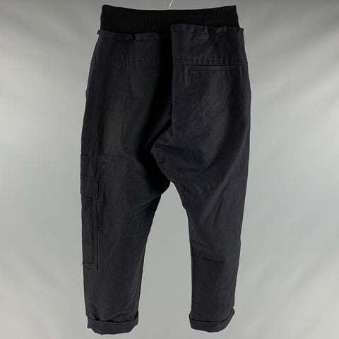 ISABEL BENENATO Size 32 Navy Cotton Linen Elastic Waistband Casual Pants