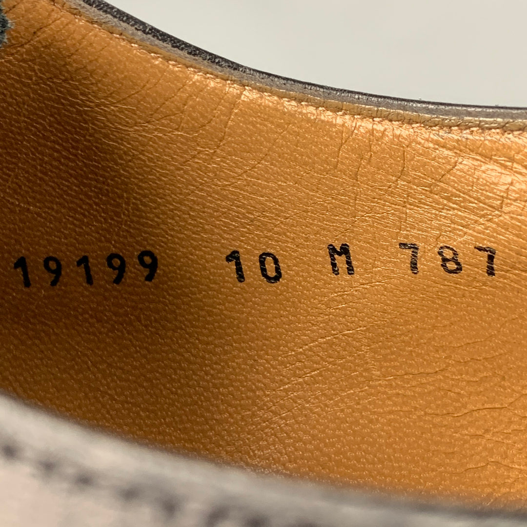 GRAVATI Size 10 Black Perforated Leather Double Monk Strap Lace Up Shoes