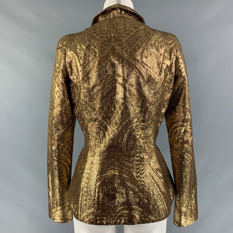 EMANUEL UNGARO Size 4 Gold Silk & Polyester Blazer