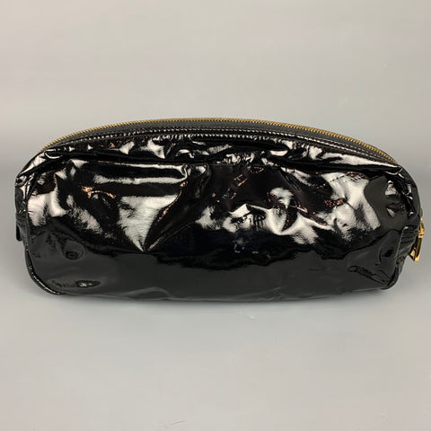 PRADA Black Faux Patent Leather Pouch