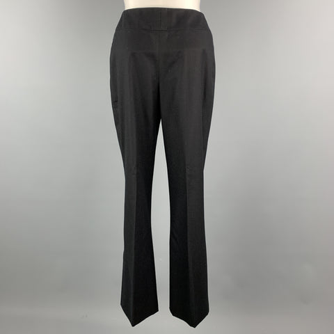 CHANEL Size 2 Black Wool Zip Fly Zip Pocket Silver Logo Dress Pants