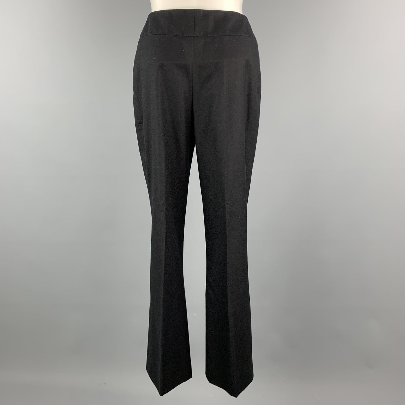 CHANEL Size 2 Black Wool Zip Fly Zip Pocket Silver Logo Dress Pants