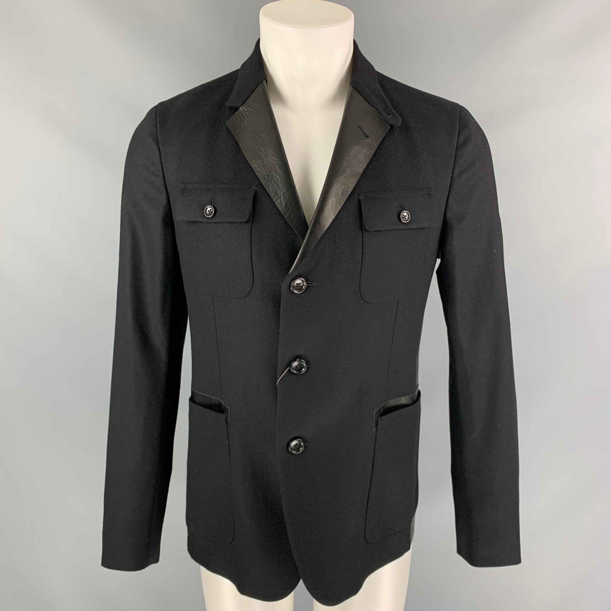 ジャケット・アウター GUCCI by TOM FORD wool jacket GUCCI by Tom Ford Size 38 Black Wool Leather Detail Jacket – Sui