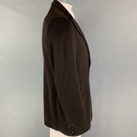 ARMANI COLLEZIONI Size 44 Long Brown Cashmere Notch Lapel Sport Coat