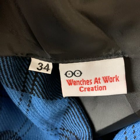 WENCHES AT WORK CREATION Size 34 Blue & Black Plaid Acrylic Kilt