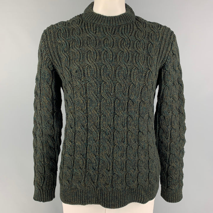 PRADA Size XL Green Olive Knitted Virgin Wool Sweater