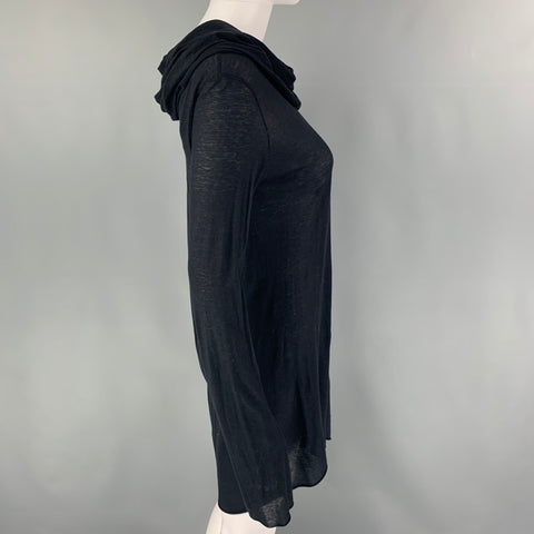 PEACHOO+KREJBERG Size S Black Cotton Cowl Collar Dress