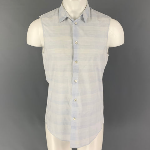 MAISON MARGIELA Size XS Light Blue White Plaid Cotton Short Sleeve Shirt