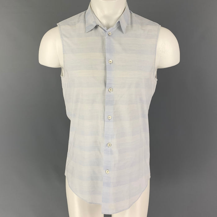 MAISON MARGIELA Size XS Light Blue White Plaid Cotton Short Sleeve Shirt