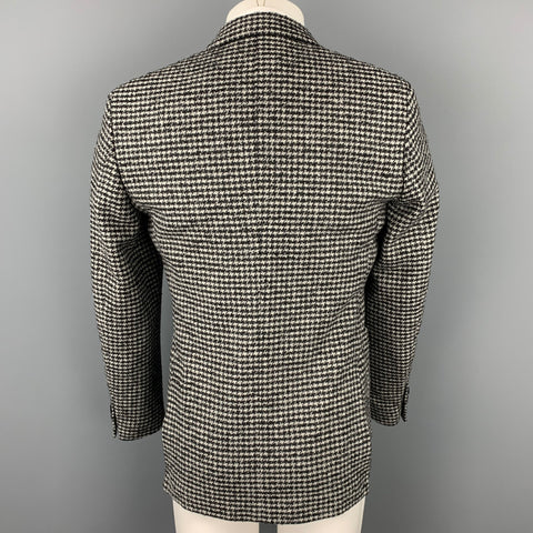 MICHAEL KORS Talla 36 Abrigo deportivo de mezcla de lana de pata de gallo negro y gris
