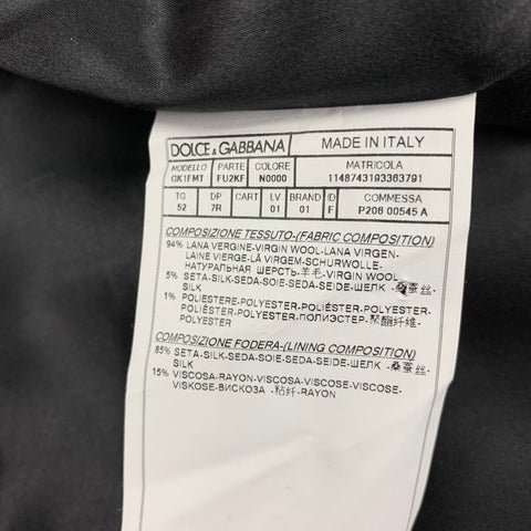 DOLCE & GABBANA Size 42 Black Wool Silk Tuxedo Vest