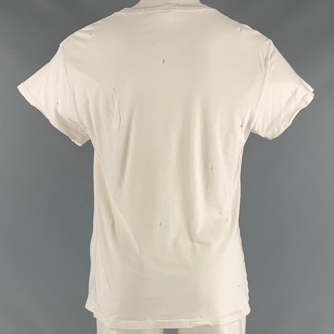 MADEWORN Size M Off White Rock Concert Cotton Distressed T-shirt