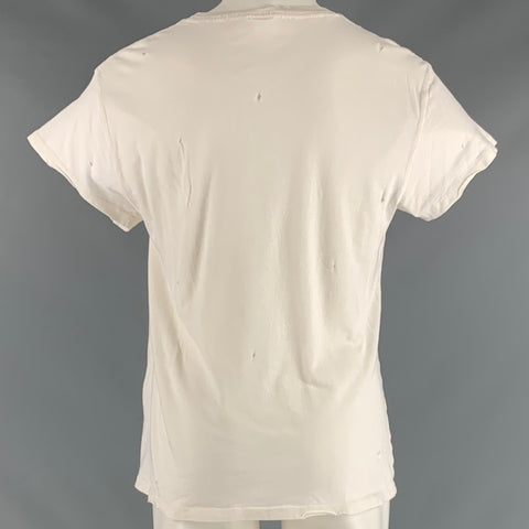 MADEWORN Size M Off White Rock Concert Cotton Distressed T-shirt