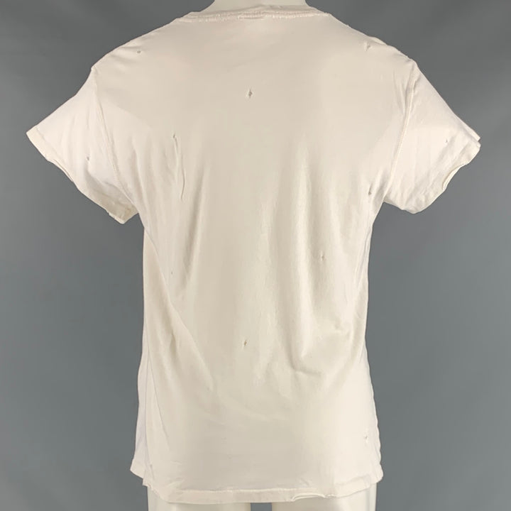 MADEWORN Size M Off White Rock Concert Cotton Distressed T-shirt