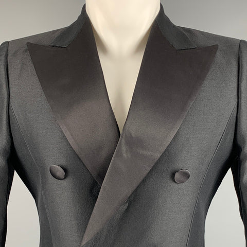 DSQUARED2 Size 38 Black Wool Silk Double Breasted Sport Coat