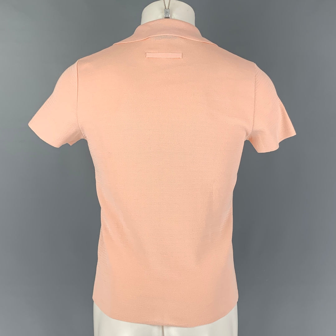 JEAN PAUL GAULTIER Size L Pale Pink Textured Polyester Short Sleeve Shirt