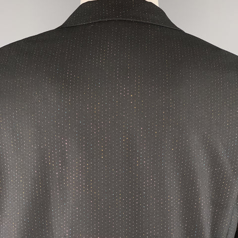 COMME des GARCONS HOMME PLUS Size L Black Metallic Spotted Stripe Wool Notch Lapel Sport Coat
