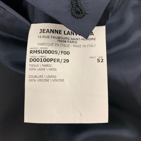 LANVIN Talla 42 Traje regular de solapa de muesca de lana azul medianoche