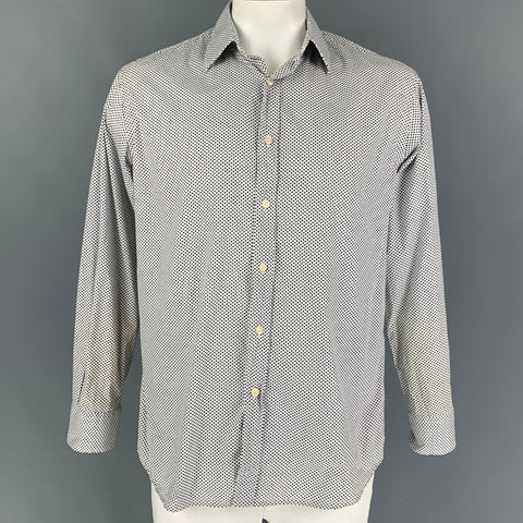 PAUL SMITH Size L White Black Hearts Cotton Long Sleeve Shirt