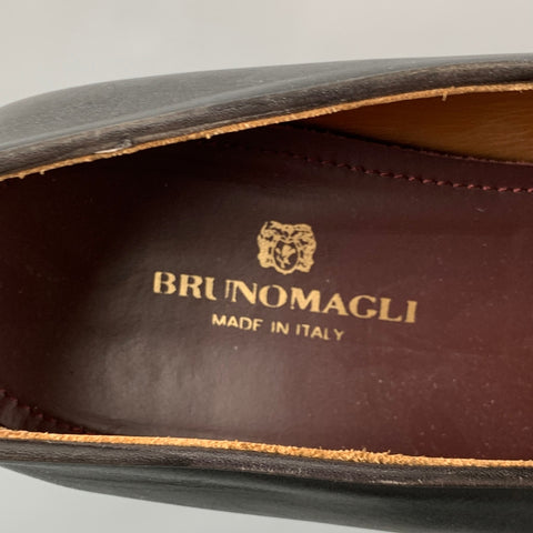 BRUNO MAGLI Size 10.5 Black Grey Leather Penny Loafers