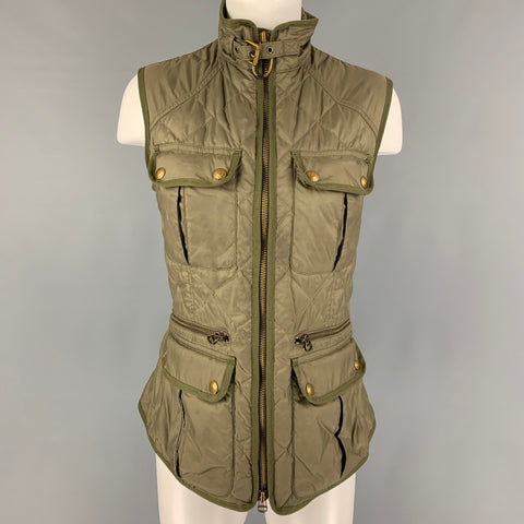 RALPH LAUREN Blue Label Size L Olive Polyester Zip Up Vest