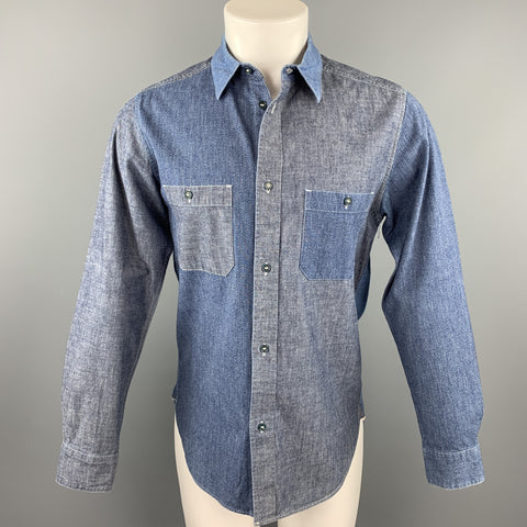 NIGEL CABOURN Size S Blue Mixed Fabrics Cotton Long Sleeve Shirt