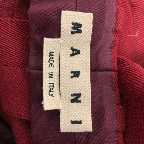 MARNI Size 32 Burgundy Wool Button Fly Shorts