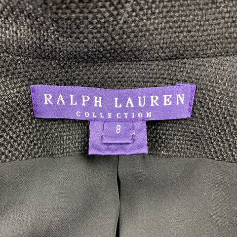 RALPH LAUREN Size 8 Black Woven Linen / Cotton Pants Set