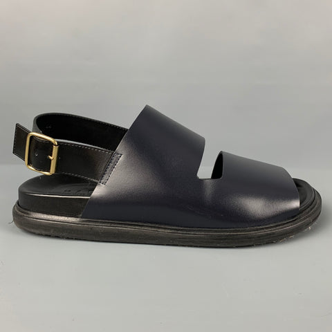 MARNI Size 11 Black Leather Straps Sandals