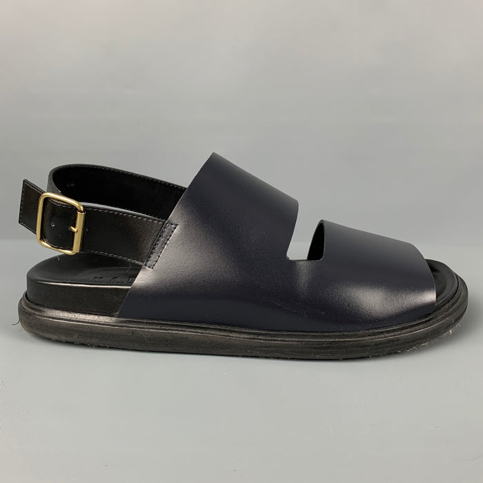 MARNI Size 11 Black Leather Straps Sandals