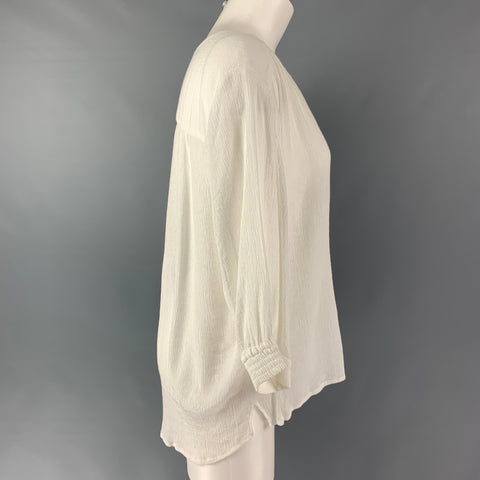 GERARD DAREL Size XL White Viscose Wrinkled 3/4 Sleeves Casual Top