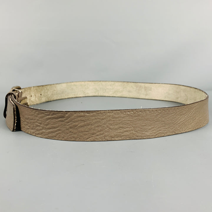 GUCCI Talla 38 Cinturón de cuero con monograma plateado gris