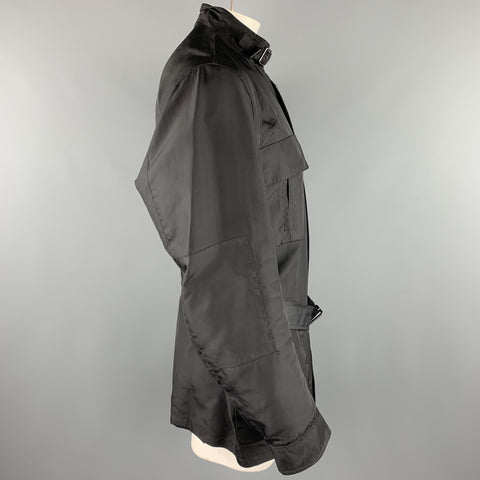 JIL SANDER Size 44 Black Poliammide Zip & Snaps Belted Jacket