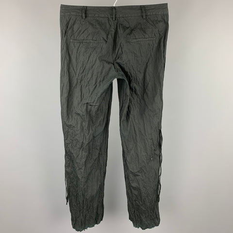 CoSTUME NATIONAL Size 32 Black Wrinkled Cotton / Metal Zip Fly Casual Pants