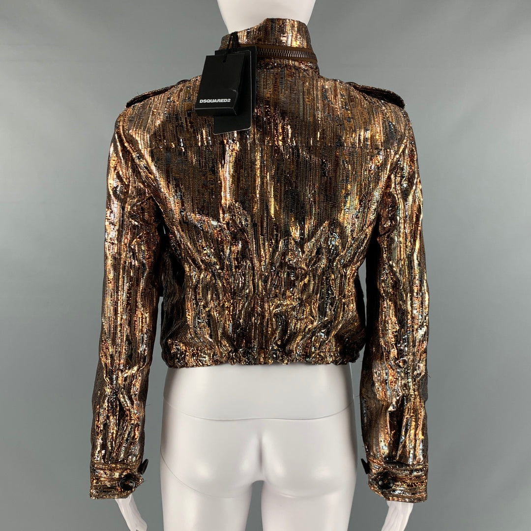 DSQUARED2 Size 6 Gold Silver Polyester Viscose Metallic Jacket
