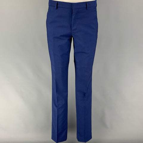 PAUL SMITH Size 38 Blue Wool Mohair Notch Lapel Suit