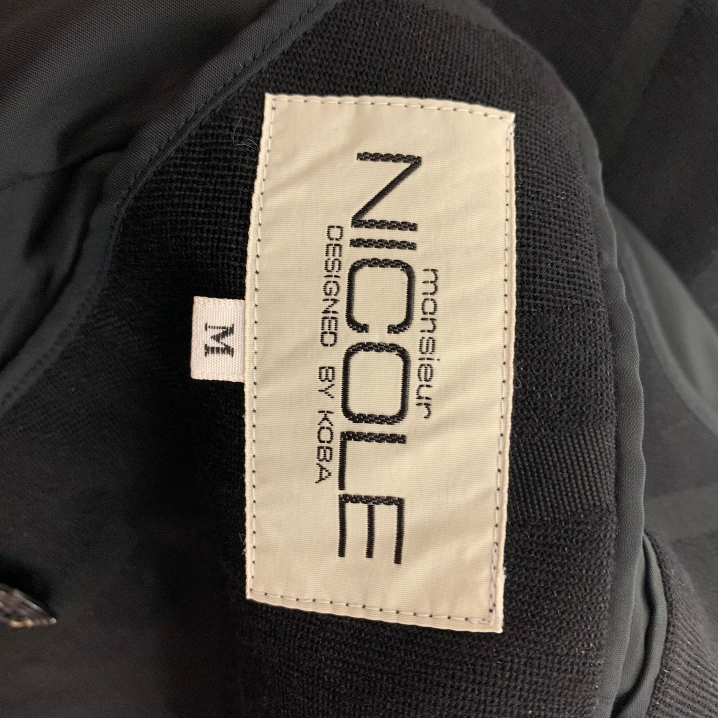 MONSIEUR NICOLE Size M Black Silver Window Pane Double Breasted Sport Coat
