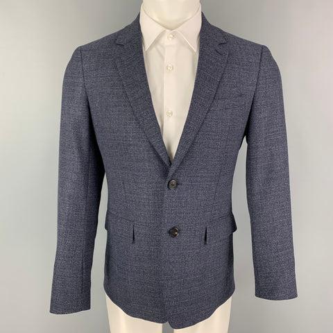 THEORY Size 38 Navy Blue Woven Virgin Wool Single Button Sport Coat