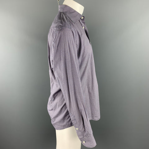 MALO Size M Lavender Print Cotton Button Up Long Sleeve Shirt