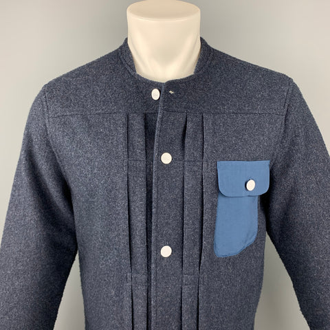 LEVI'S Size M Navy  Fleece Collarless Buttoned Jacket