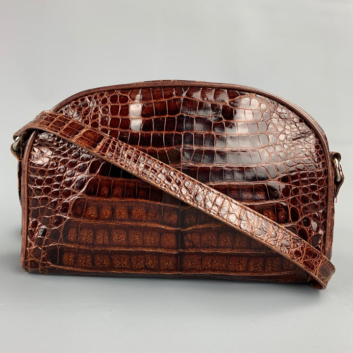 MAXIMA for HENRI BENDEL Brown Alligator Shoulder Bag Handbag