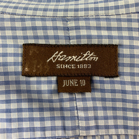HAMILTON Size M Blue White Checkered Long Sleeve Shirt