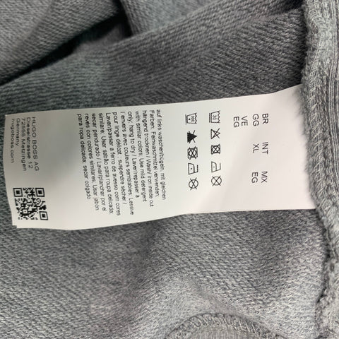 HUGO BOSS Size XL Grey Cream Logo Cotton Hoodie Sweatshirt