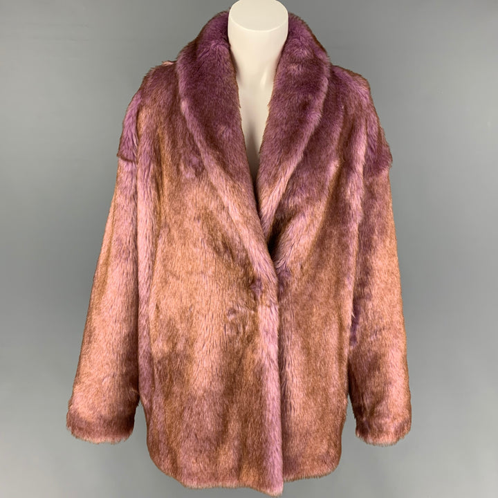 STAND STUDIO Size S Lavender Brown Two Toned Acrylic Polyester Faux Fur Jillian Coat