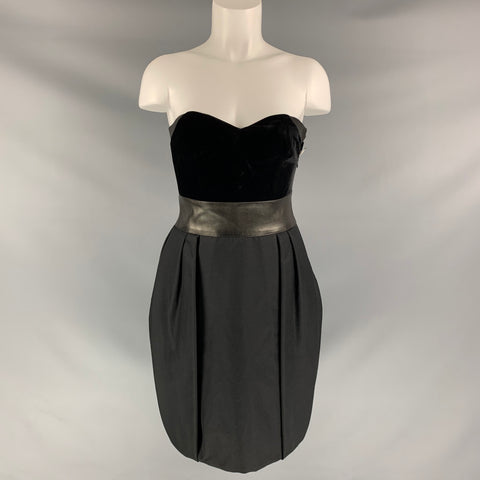 GIVENCHY Talla 4 Minivestido de piel de cordero de lana / seda negro