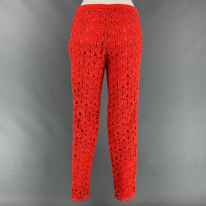 CHEAP AND CHIC by MOSCHINO Size 6 Coral Triacetate Blend Guipure Dress Pants