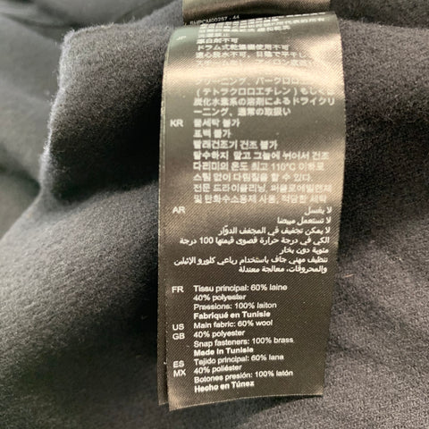 SANDRO Taille XXL Chemise à manches longues en mélange de laine noire avec boutons-pression